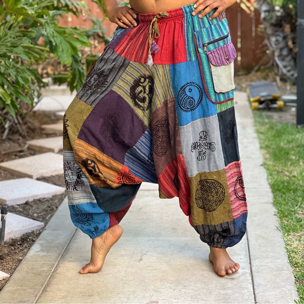 Multicolor Patchwork Harem Pants